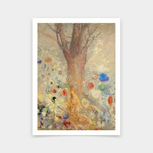 Odilon Redon,The Buddha,Buddha under the tree, Buddha print,art prints,Vintage art,canvas wall art,famous art prints,V6446