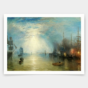 Joseph Mallord William Turner,Keelmen Heaving in Coals by Moonlight,art prints,Vintage art,canvas wall art,famous art prints,V4473
