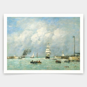Eugene Boudin, Le Havre, toegang tot de haven, kunst prints, Vintage kunst, canvas kunst aan de muur, beroemde kunst prints, V3668