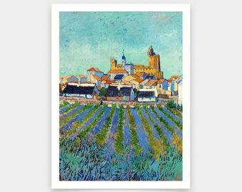 Vincent van Gogh,View of Saintes-Maries-de-la-Mer,art prints,Vintage art,canvas wall art,famous art prints,q695