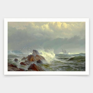 Edward Moran,Off Norman's Woe,art prints,Vintage art,canvas wall art,famous art prints,q1669