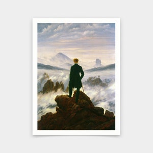 Caspar David Friedrich,Wanderer above the Sea of Fog, circa 1818,art prints,Vintage art,canvas wall art,famous art prints,V5460