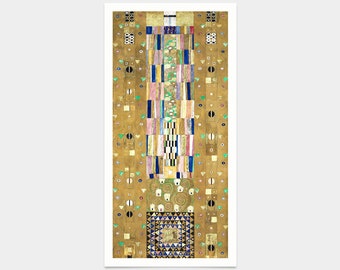 May include: A rectangular abstract painting with a gold background and a vertical pattern of colorful squares and circles. The painting is framed in white.