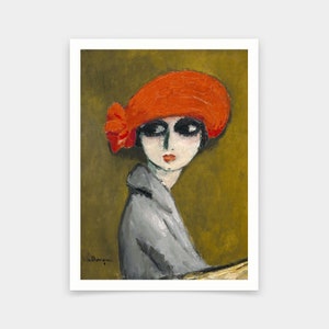 Kees van Dongen,The Corn Poppy,with a searingly red hat,art prints,Vintage art,canvas wall art,famous art prints,V6303