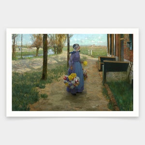 George Hitchcock,Blumenmädchen in Holland, 1887,Kunstdrucke,Vintage Kunst,Leinwand Wandkunst,berühmte Kunstdrucke,V1404