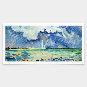 Paul Signac,The Lighthouse at Gatteville,art prints,Vintage art,canvas wall art,famous art prints,V7877
