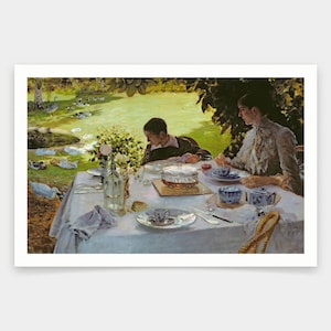 Giuseppe Nittis, Ontbijt in de tuin, 1883, kunst prints, Vintage kunst, canvas kunst aan de muur, beroemde kunst prints, V1440