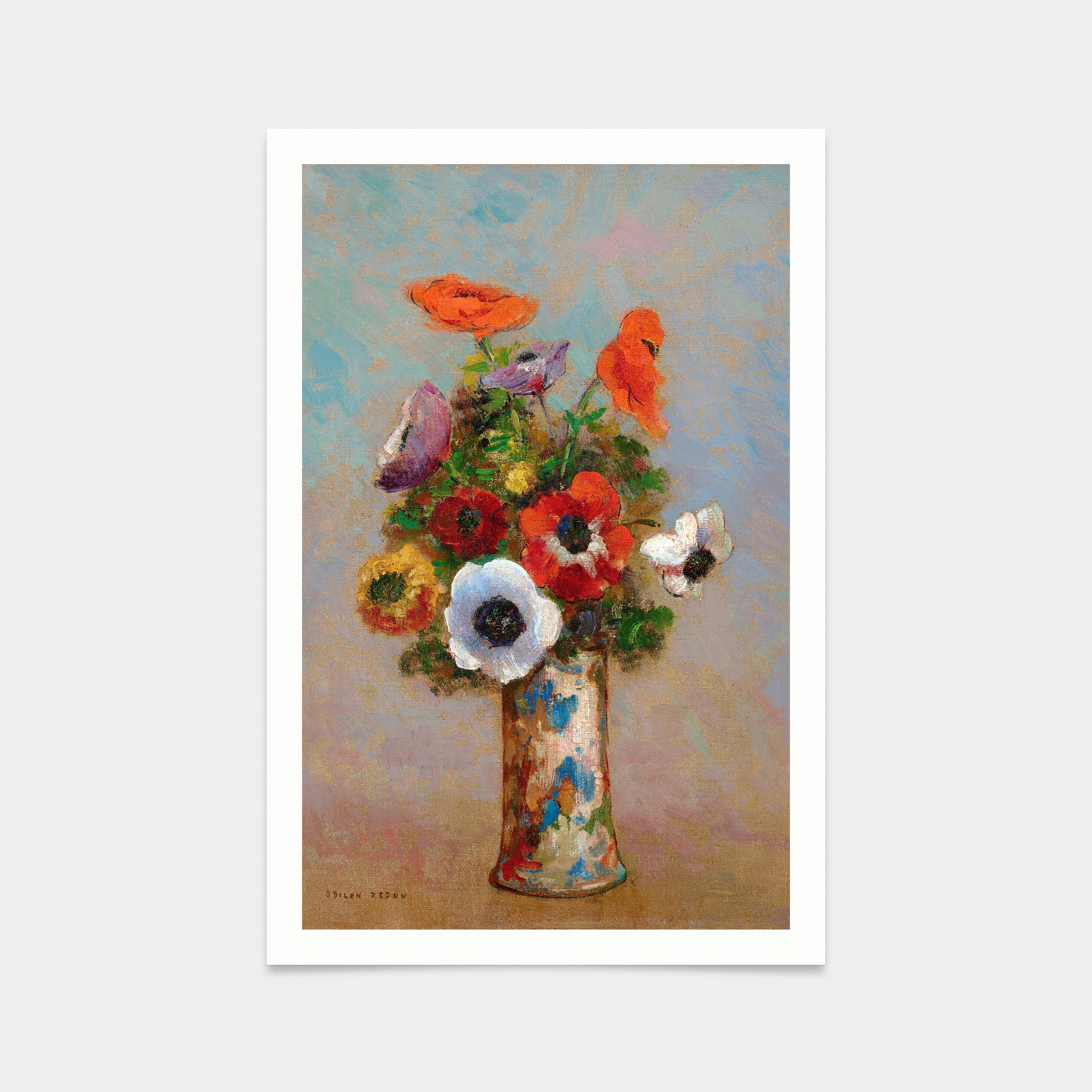 Odilon Redon ルドン 青い花瓶のアネモネとリラ 複製画 ルドン