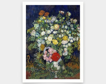 Vincent van Gogh, Ramo de flores en un jarrón, impresiones de arte, arte vintage, arte de pared de lienzo, grabados de arte famosos, q674