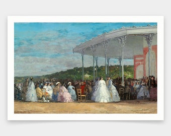 Eugene Boudin, Concierto en el Casino de Deauville, impresiones de arte, arte vintage, arte de pared de lienzo, grabados de arte famosos, V1286