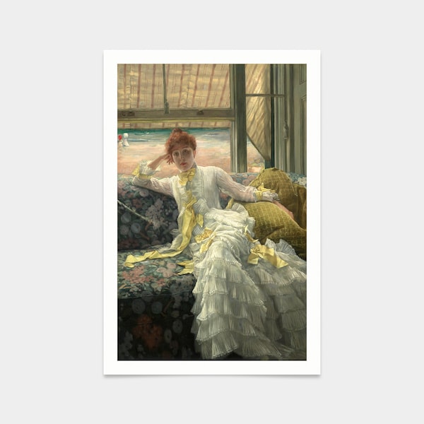 James Tissot,Seaside ,July Specimen of a Portrait,art prints,Vintage art,canvas wall art,famous art prints,q2252