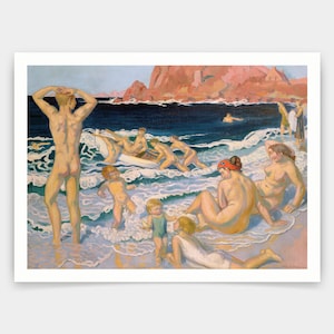 Maurice Denis,Beach Scene with a Boat,art prints,Vintage art,canvas wall art,famous art prints,V4615