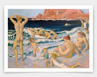 Maurice Denis,Beach Scene with a Boat,art prints,Vintage art,canvas wall art,famous art prints,V4615
