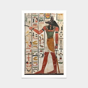 Egyptian art,Mural paintings in the Tomb of Seti,Anubis mural,art prints,Vintage art,canvas wall art,famous art prints,V2369