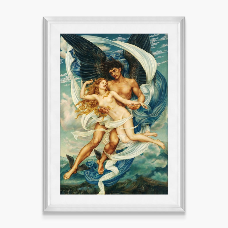 Evelyn De Morgan,Boreas and Oreithyia,Framed Prints,wall art prints,Hanging Canvas print,large wall art oversized,2209
