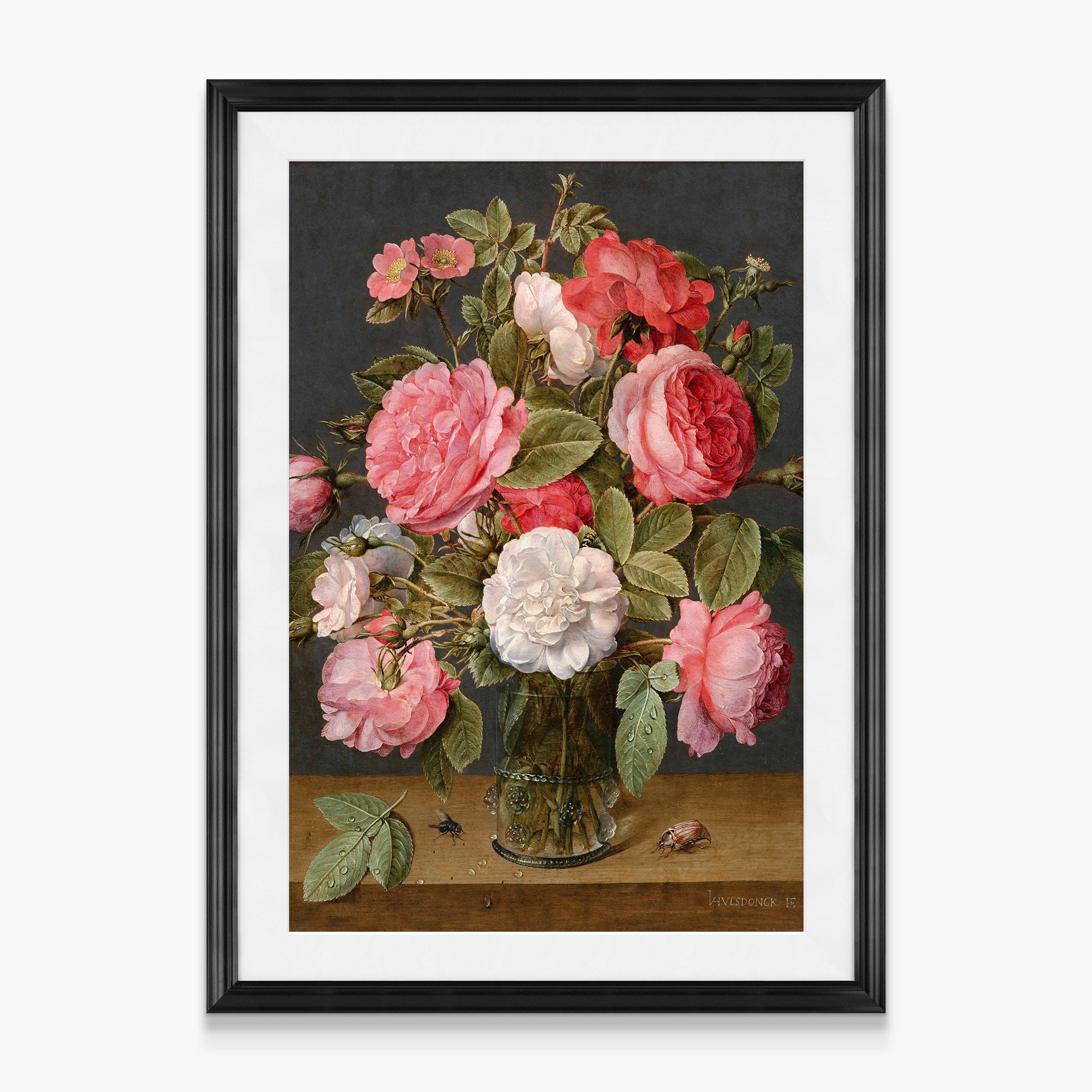 Jacob van HulsdonckRoses in a Glass VaseFramed Printswall Etsy