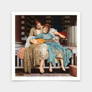 Frederick Leighton,La leçon de musique,impressions d’art,art vintage,art mural sur toile,tirages d’art célèbres,q2678