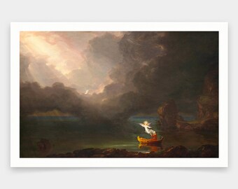 Thomas Cole, El viaje de la vida a la vejez, grabados de arte, arte vintage, arte de pared de lienzo, grabados de arte famosos, q2104