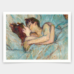 Henri de Toulouse-Lautrec,In Bed The Kiss, 1892,art prints,Vintage art,canvas wall art,famous art prints,V4064