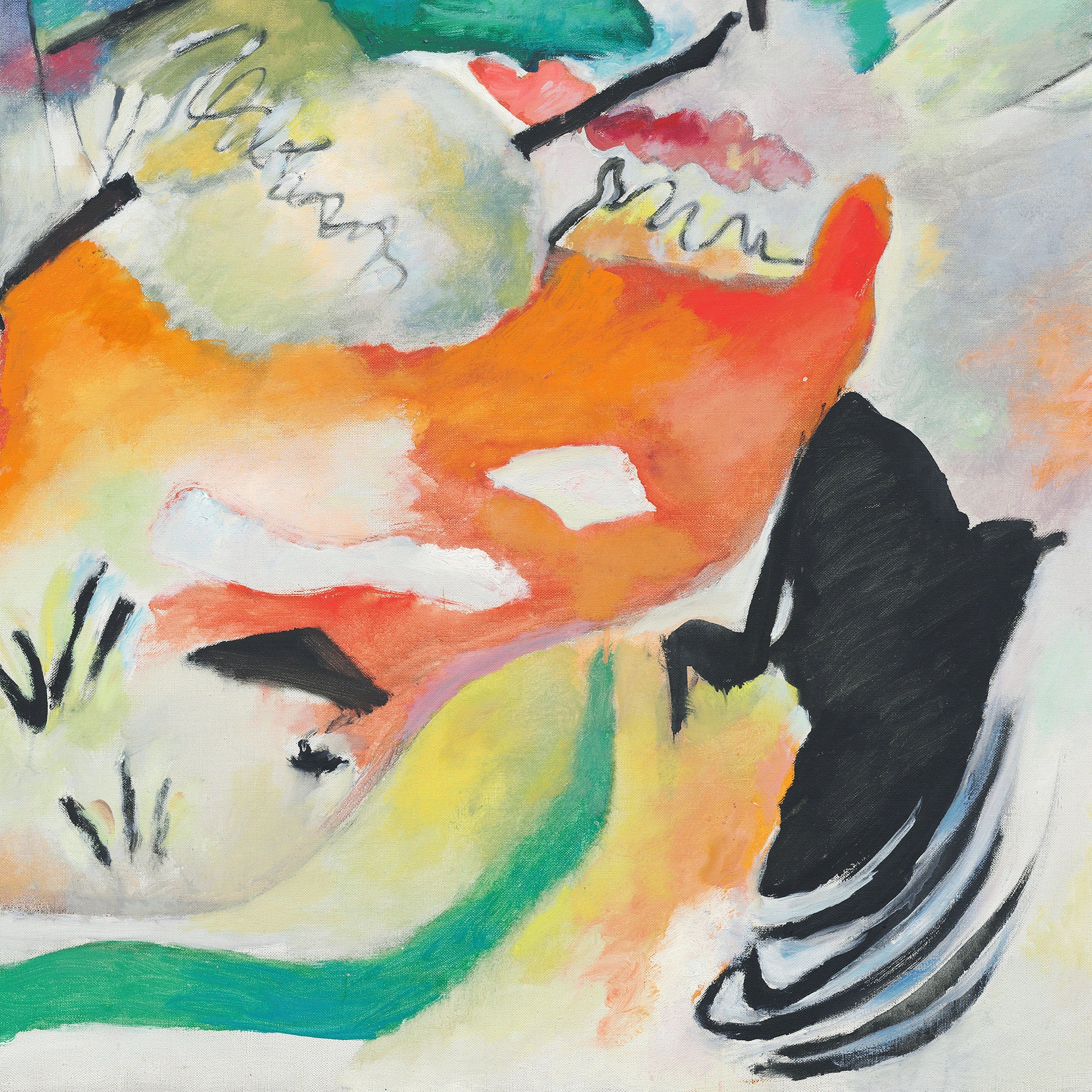 模写 額装アートポスター ワシリー・カンディンスキー 即興31(海戦) 縦