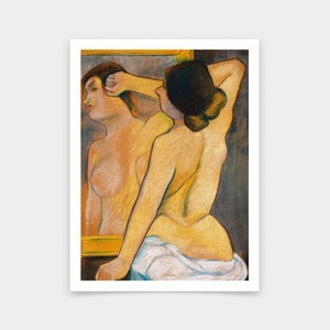 Suzanne Valadon,Nude Woman in Front of a Mirror Pastel,art prints,Vintage art,canvas wall art,famous art prints,V6769