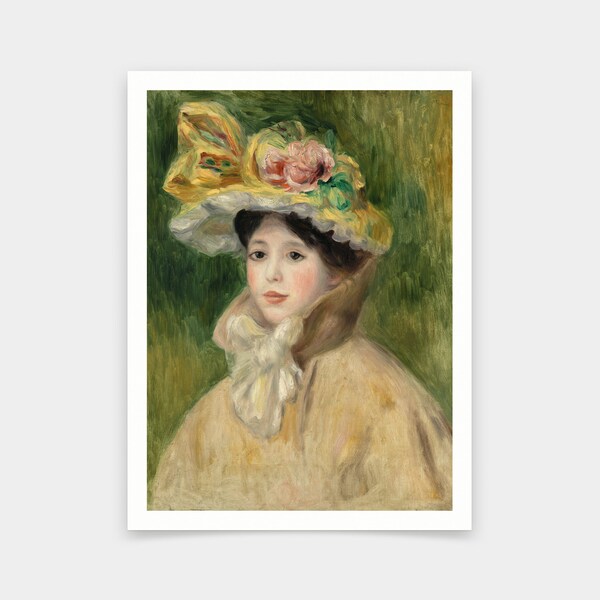 Pierre Auguste Renoir,Woman with Capeline ,art prints,Vintage art,canvas wall art,famous art prints,V6626