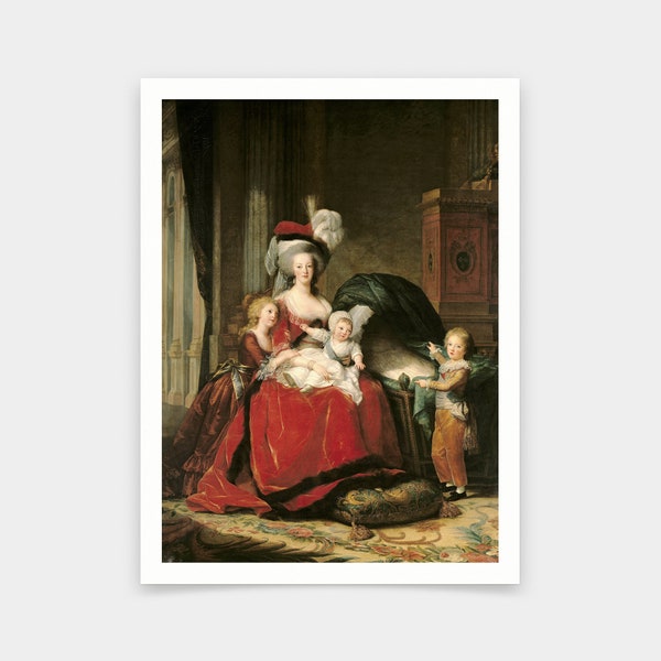 Elisabeth Louise Vigee-Lebrun,Marie-Antoinette et ses enfants,estampes d’art,art vintage,art mural sur toile,estampes d’art célèbres,V5606