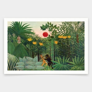 Henri Rousseau,Tropical Landscape American Indian Struggling with a Gorilla,art prints,Vintage art,canvas wall art,famous art prints,q1739