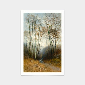 Julius Mařák,Autumn in the Woods,Gathering Brushwood,art prints,Vintage art,canvas wall art,famous art prints,q2530 image 1