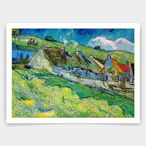 Vincent van Gogh, Stugor med halmtak, konsttryck, Vintagekonst, canvastavlor, kända konsttryck, q1460