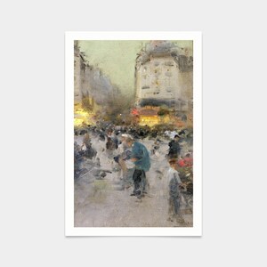 Luigi Loir,A Paris Street Scene,art prints,Vintage art,canvas wall art,famous art prints,V2757