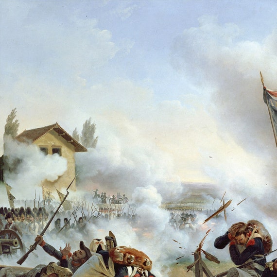 La bataille au pont d Arcole - peinture huile sur toile de Emile