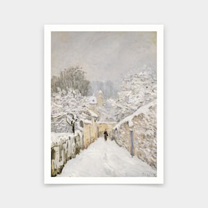 Alfred Sisley,Snow at Louveciennes,art prints,Vintage art,canvas wall art,famous art prints,V5267