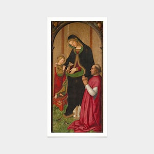 Pinturicchio,Madonna and Child with a Bishop,art prints,Vintage art,canvas wall art,famous art prints,vertical narrow prints,V7768