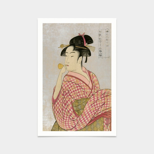 Kitagawa Utamaro, Fille soufflant un jouet en verre, peinture japonaise, impressions d’art, art vintage, art mural sur toile, impressions d’art célèbres, V2716