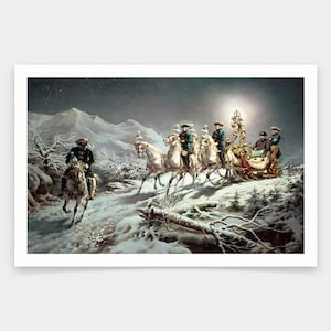 Karl Gottlieb Wenig,Ludwig II of Bavaria Sleighing at Night from Neuschwanstein to Linderhof,art prints,Vintage art,canvas wall art,V1803