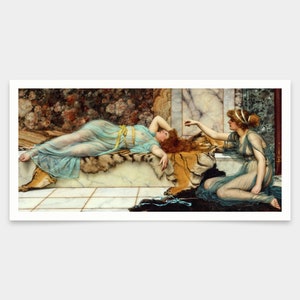 John William Godward,Mischief and Repose, 1895,art prints,Vintage art,canvas wall art,famous art prints,V7847