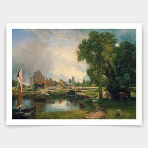 John Constable,Dedham Lock and Mill,Kunstdrucke,Vintage Kunst,Leinwand Wandkunst,berühmte Kunstdrucke,V4390