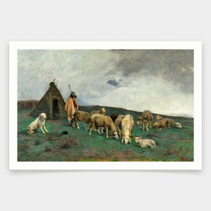 Giuseppe Raggio,Pastura in montagna,art prints,Vintage art,canvas wall art,famous art prints,q1720