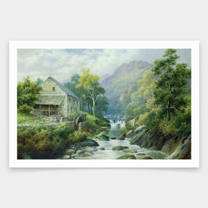 William Henry Mander,Old Disused Mill Dolgelly,art prints,Vintage art,canvas wall art,famous art prints,V2112