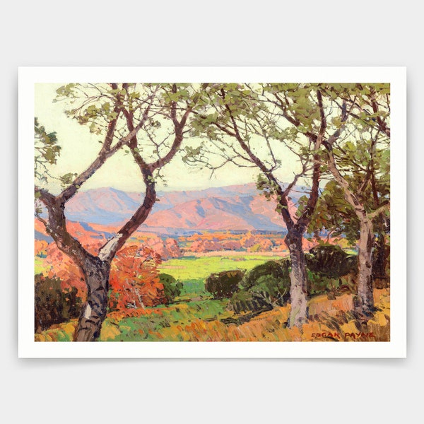 Edgar Payne,Vista Through the Sycamores, Ojai Valley,art prints,Vintage art,canvas wall art,famous art prints,V3552