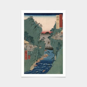 Hiroshige,Hida,kayo watashi,rope suspension bridge,japanese painting,art prints,Vintage art,canvas wall art,famous art prints,V2529