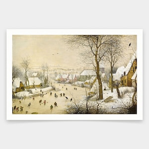 Pieter Bruegel il Vecchio,Paesaggio invernale con pattinatori e uccelli Trappola,stampe d'arte,Arte vintage,Arte murale su tela,Stampe d'arte famose,q2063