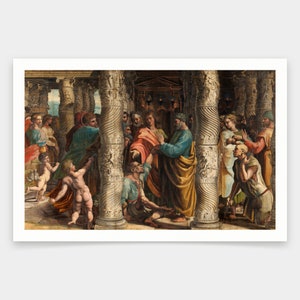 Raphael,The Healing of the Lame Man,art prints,Vintage art,canvas wall art,famous art prints,V1985