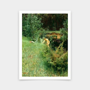 Anders Leonard Zorn,The Brook,A woman bathing in a brook,art prints,Vintage art,canvas wall art,famous art prints,V5314