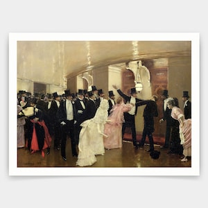 Jean Beraud,An Argument in the Corridors of the Opera,art prints,Vintage art,canvas wall art,famous art prints,V4302