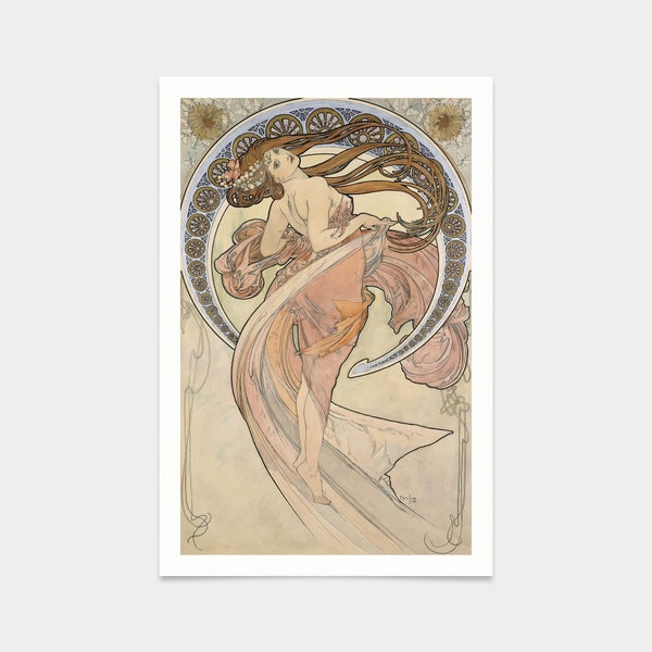 Alphonse Marie Mucha,La Danse, Danse,estampes d’art,art vintage,art mural sur toile,estampes d’art célèbres,2V14