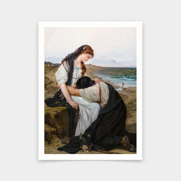 Hanus Knochel,On the Seashore,Portrait einer Frau,Kunstdrucke,Vintage Kunst,Leinwand Wandkunst,berühmte Kunstdrucke,2V216