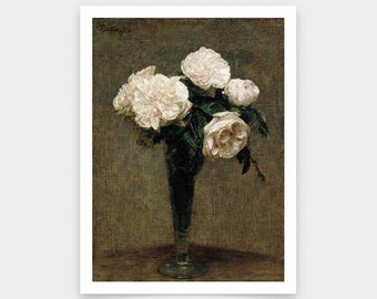 Henri Fantin-latour,roses in a Vase,art Prints,vintage Art