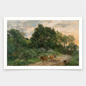 EugEne Boudin,The return of the herd,art prints,Vintage art,canvas wall art,famous art prints,V1294